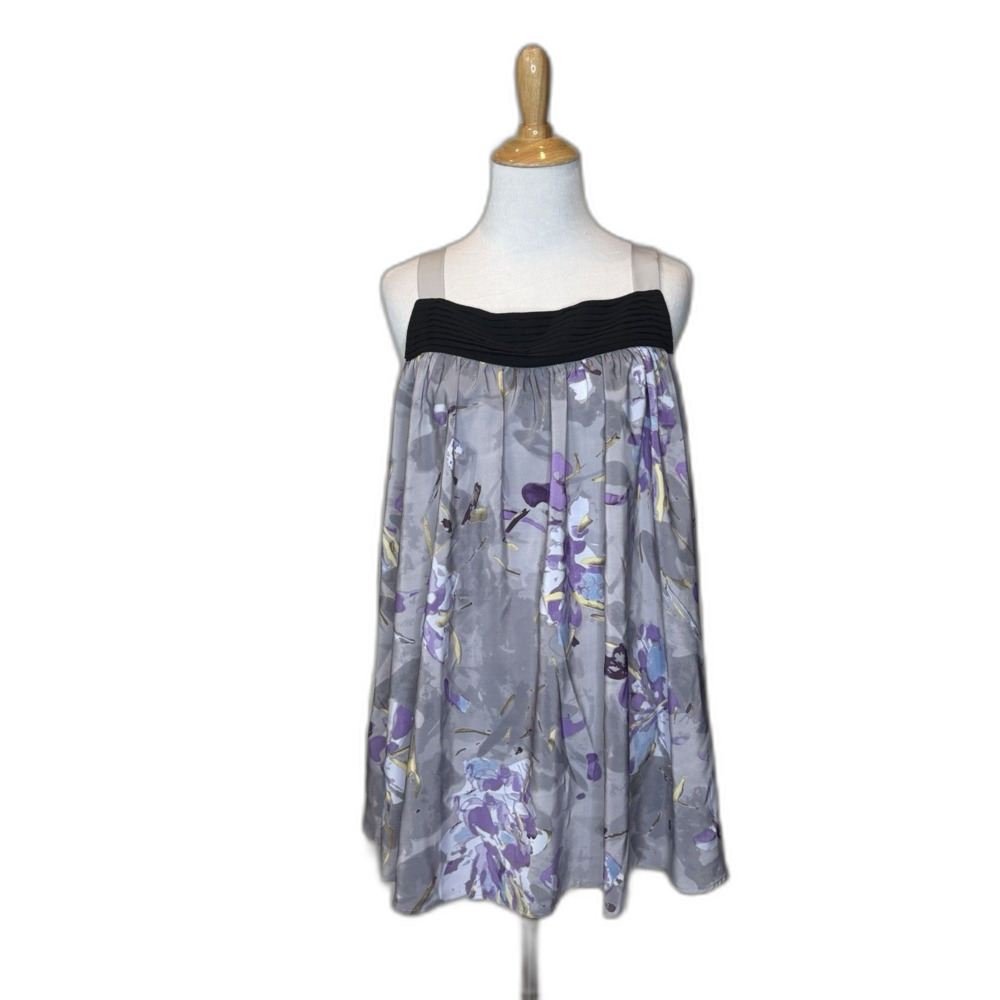 Simply Vera Vera Wang Tank Top Gray Black Purple Floral Flowing Size 14 NWT New
